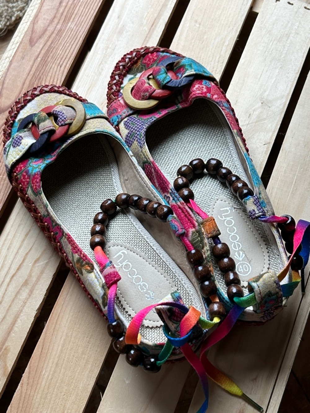 ecology Multicolor Floral Beaded Slip-On Flats